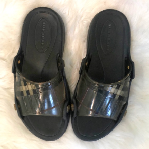 Burberry Check Print Rubber Pool Slide Sandals Mens Size 40 - Picture 4 of 9